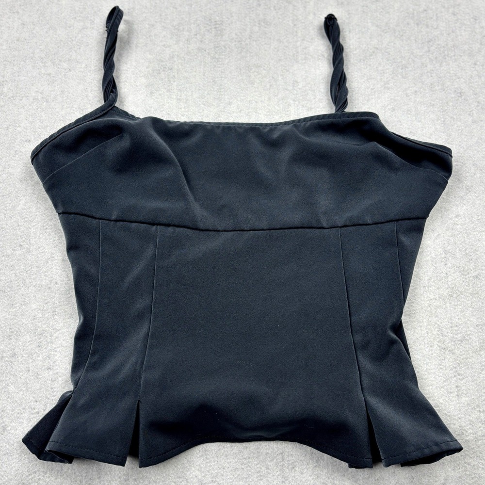 Kimchi Blue Tank Top Womens Small Charcoal Gray Twisted Strap Peplum Camisole